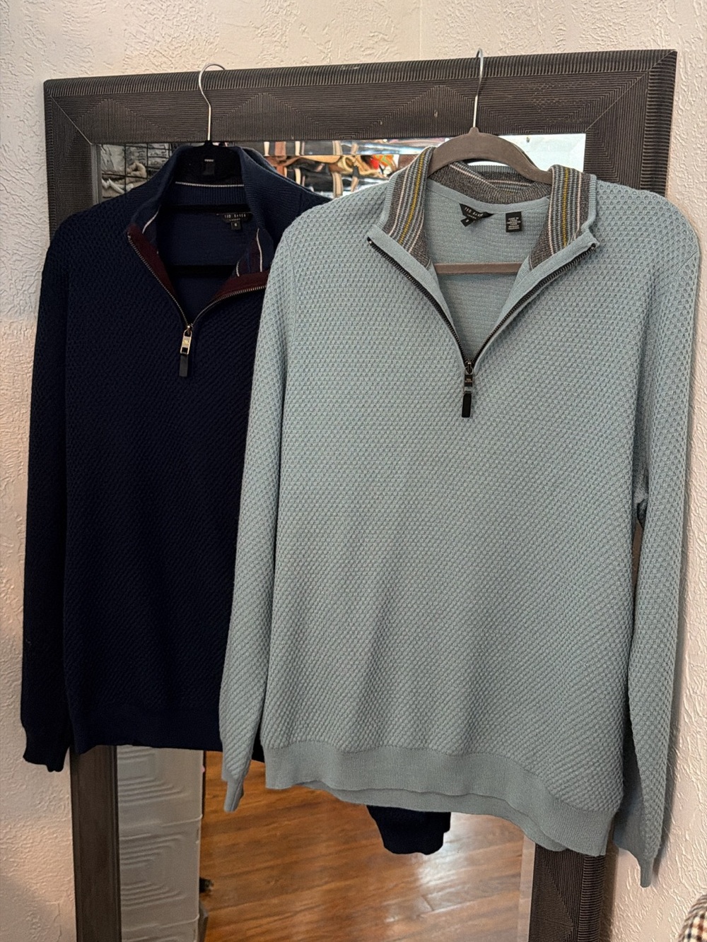 Ted Baker Light Blue & Navy Half-Zip Textured Sweater (set of 2)